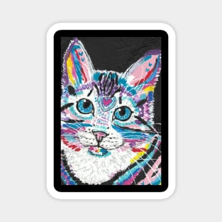 cute Colorful Pop art cat face Magnet