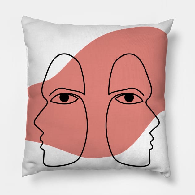 Abstract faces twins. Pillow by Inari