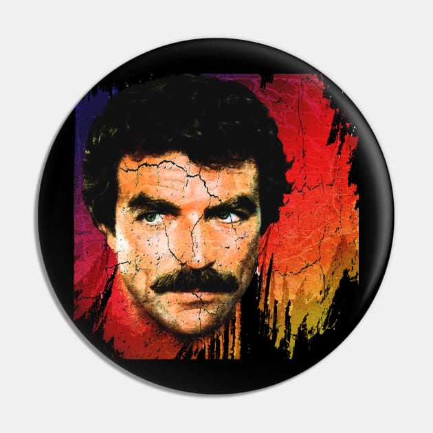 Tom Selleck-Retro Vintage 80s Aesthetic Design Pin by Hursed