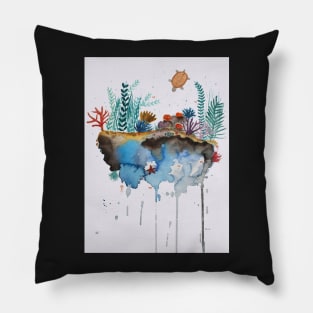 Underwater World Whimsical Watercolor Art Pillow