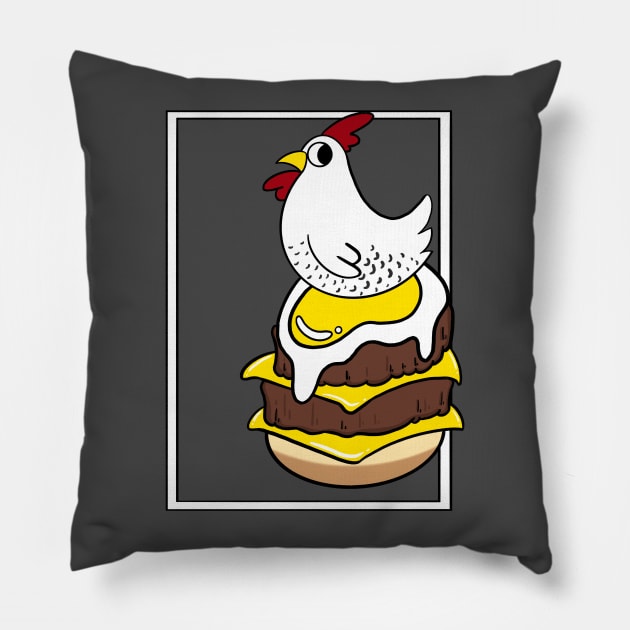 Chicken and egg burger Pillow by Cuteful