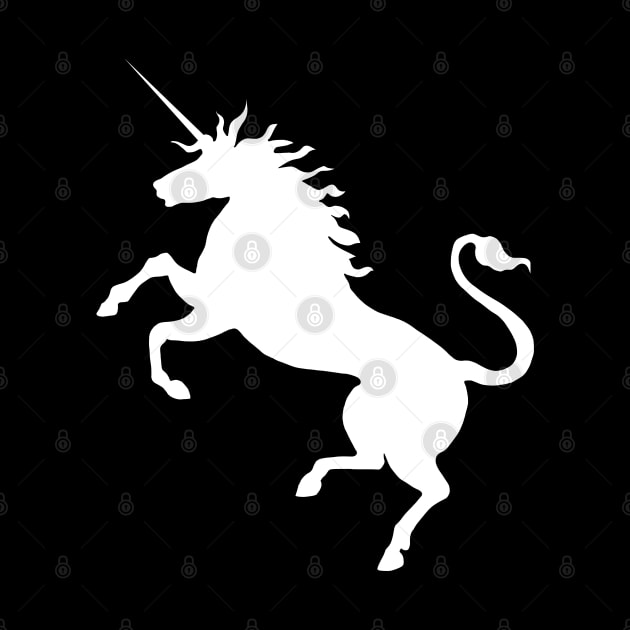 Scottish White Rearing Unicorn Silhouette by MacPean