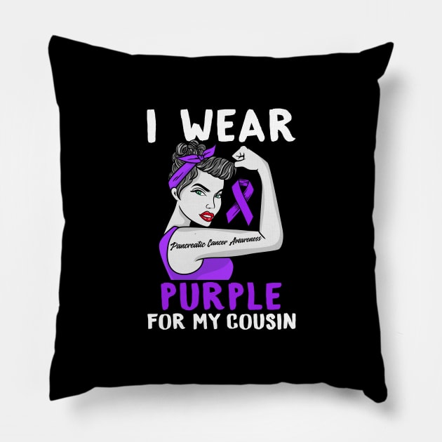 I Wear Purple - Pancreatic Cancer Awareness Pillow by biNutz