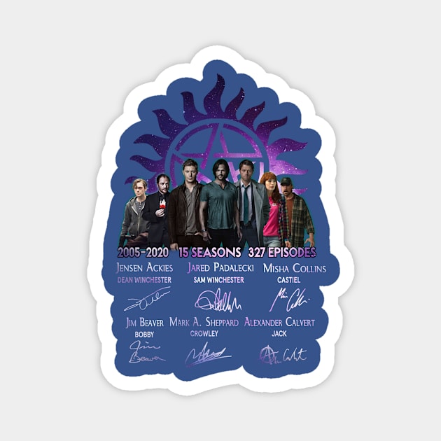 Supernatural 15 Seasons 327 Episodes All Cast Signed Magnet by Den Tbd