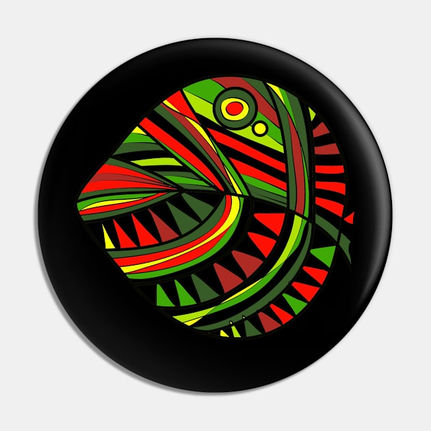 Mazipoodles New Fish Head Leaf Black Green Red Pin by Mazipoodles