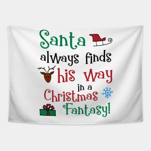 Santa Always Finds His Way Christmas Tapestry