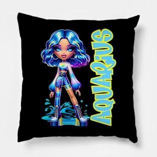 Aquarius Dollz Zodiac Birthday Baddie Aesthetic Pillow