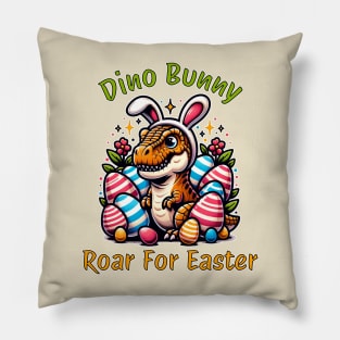 Dino Bunny Roar For Easter Pillow