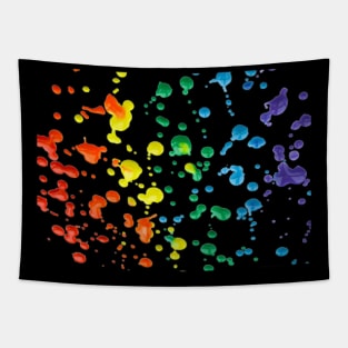 Rainbow Splatter Black Tapestry