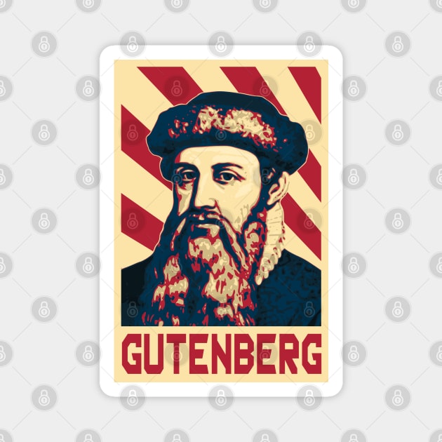 Johannes Gutenberg Retro Magnet by Nerd_art