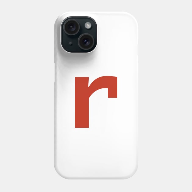 Letter r in Red Text Minimal Typography Phone Case by ellenhenryart