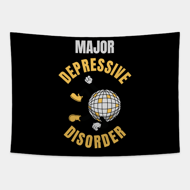 Major Depressive Disorder -Yellow  Retro Disco Ball Tapestry by Retusafi