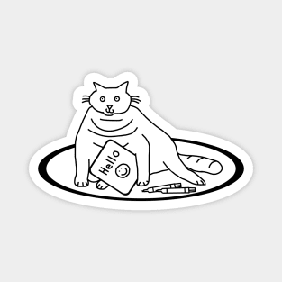 Chonky Cat says Hello Outline Magnet