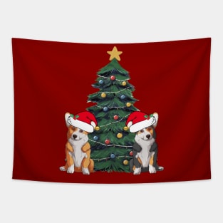 Cute Corgi Christmas Tree Tapestry