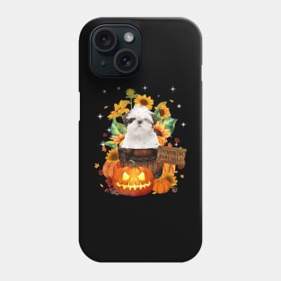 White Shih Tzu Halloween Pumpkin Fall Bucket Phone Case