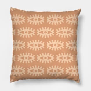 Eye Seamless Pattern in Beige Pillow