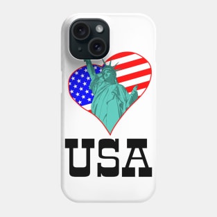 Statue of Liberty in the heart and USA Phone Case