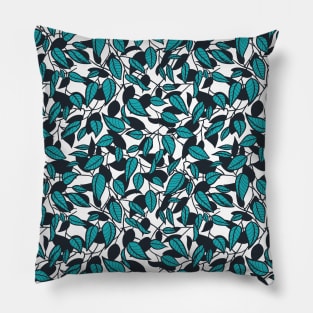 Minimalist Leaf Line Art Illustration as a Seamless Surface Pattern Design Pillow