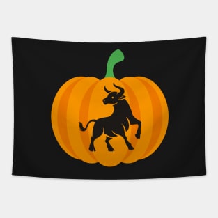 Halloween Jack O Lantern Taurus Zodiac Sign Tapestry