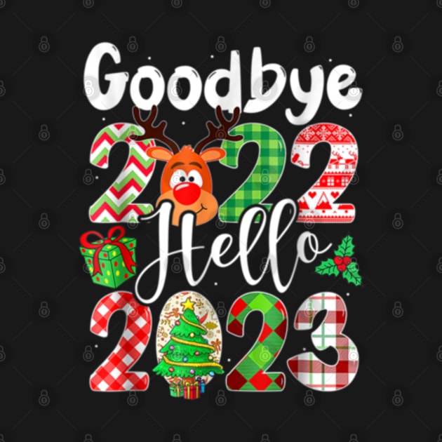 Goodbye 2022 Hello 2023 Retro Groovy Christmas New Year by rogergren