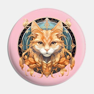 Art Nouveau Orange Kitty Cat Pin