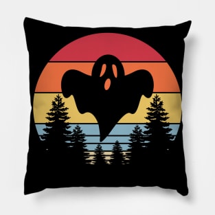 Ghost Vintage Sunset Retro Halloween Design Edit Pillow