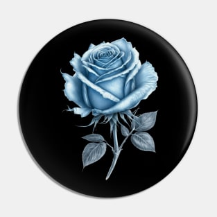 Blue Rose Drawing, Flower Drawing, Gift For Her Pin