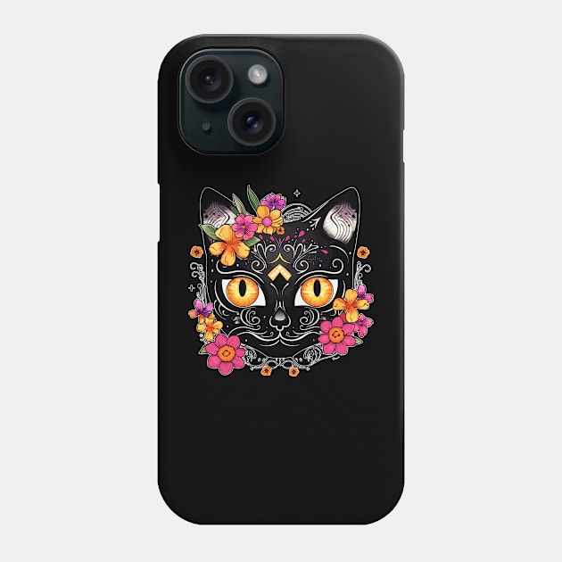 Black Cat Phone Case by Yopi