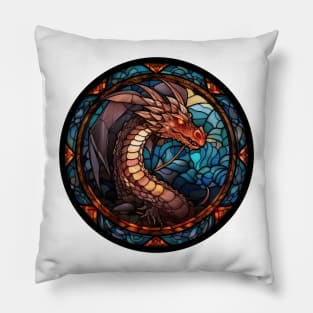 Stained Glass Dragon #7 Pillow