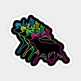 Deer 80s Neon Magnet