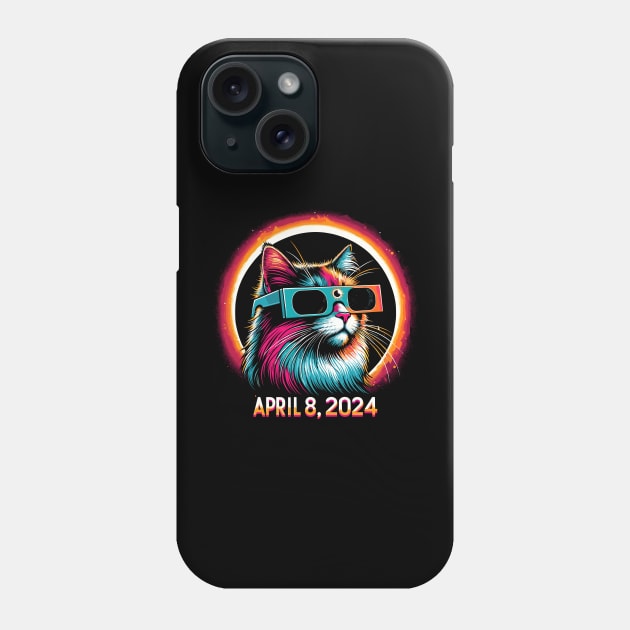 Cat in Eclipse Glasses Totality 2024 Total Solar Eclipse Phone Case by KsuAnn