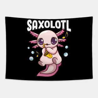 Cute & Funny Saxolotl Adorable Sax Playing Axolotl Tapestry