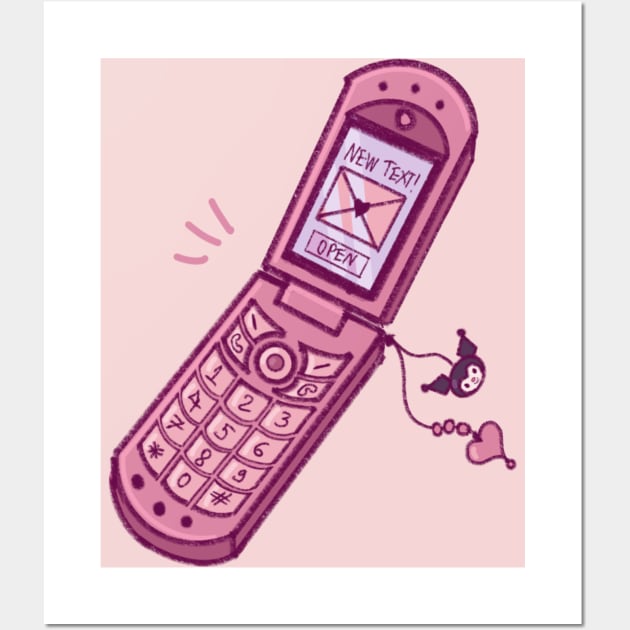 Y2k pink flip phone design Art Print for Sale by hanameda