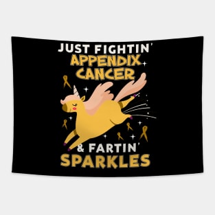 appendix cancer funny unicorn farting sparkles Tapestry