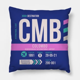 Colombo (CMB) Airport Code Baggage Tag Pillow