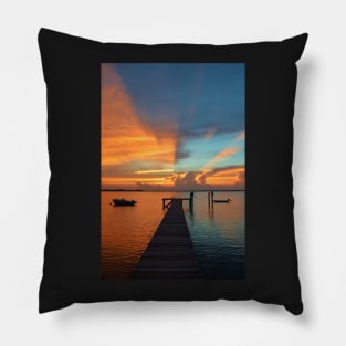 Fire & Ice - Spectacular Colorful Sunset on the Bay Pillow