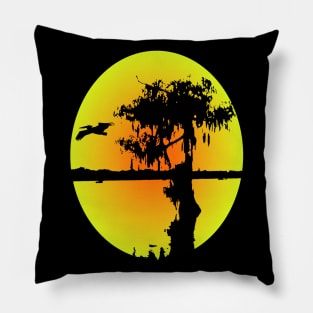 Trippy Swamp Silhouette Pillow