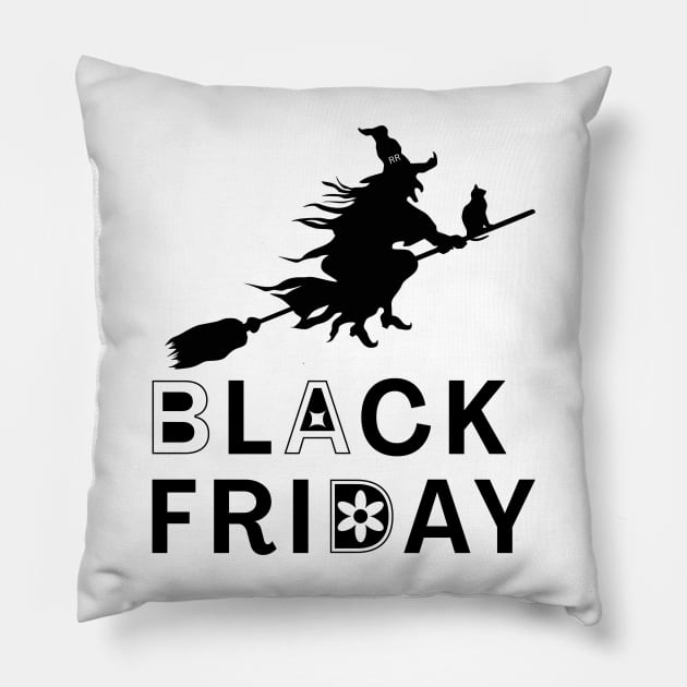 BLACK FRIDAY BLACK CAT Pillow by Rightshirt