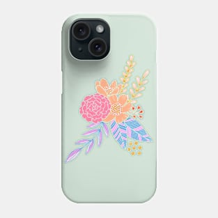 Vintage romantic floral bouquet in light blue Phone Case