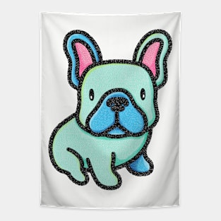 Green Kawaii Style Frenchie Puppy Tapestry