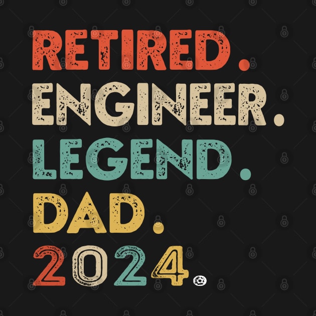 ENGINEER Retired 2024 Dad Legend Retirement Retro Tee by NIKA13