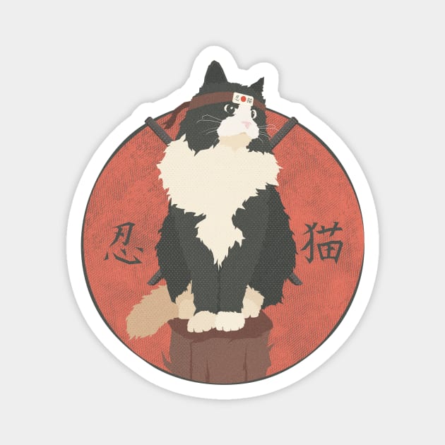 Japanese Shinobi Ninja Cat Magnet by MythoCulture