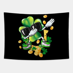 St Patricks Day Dabbing Shamrock Men Women Boy Girls Dance Tapestry