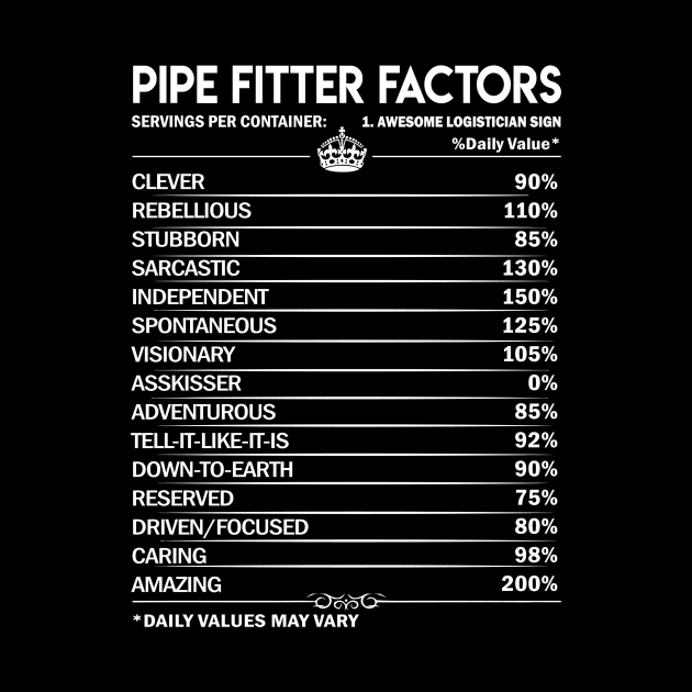 Pipe Fitter T Shirt - Pipe Fitter Factors Daily Gift Item Tee by Jolly358