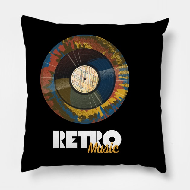 Vintage Retro Music Lover 5 Pillow by Dippity Dow Five