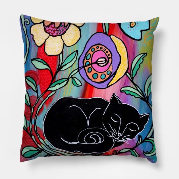 Kitty Dreams Pillow by gaea