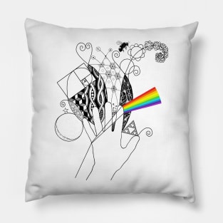 Rainbow Science Hand Doodle Pillow