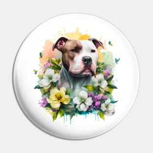 Pit bull Floral Pin