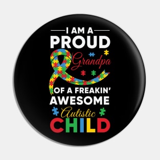 Proud Grandpa Autism Awareness Gift for Birthday, Mother's Day, Thanksgiving, Christmas Pin