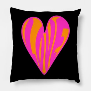 Hippie Style Love Heart, Pink and Orange Pillow